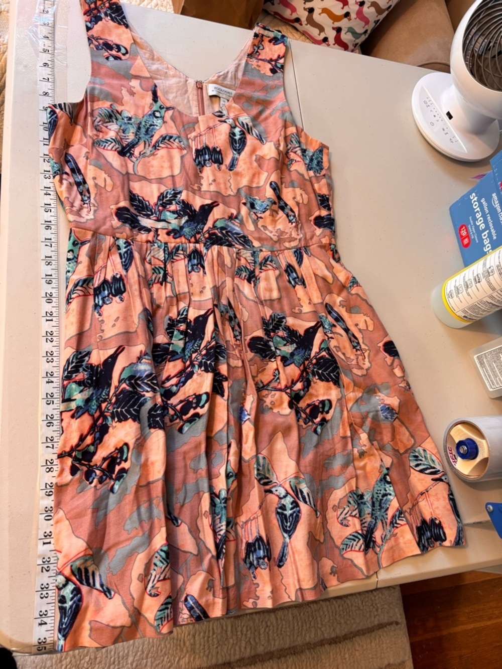 Anthropologie Cottagecore Floral Dress Size 10 Fit & Flare Bird Pink Silk - Picture 10 of 12